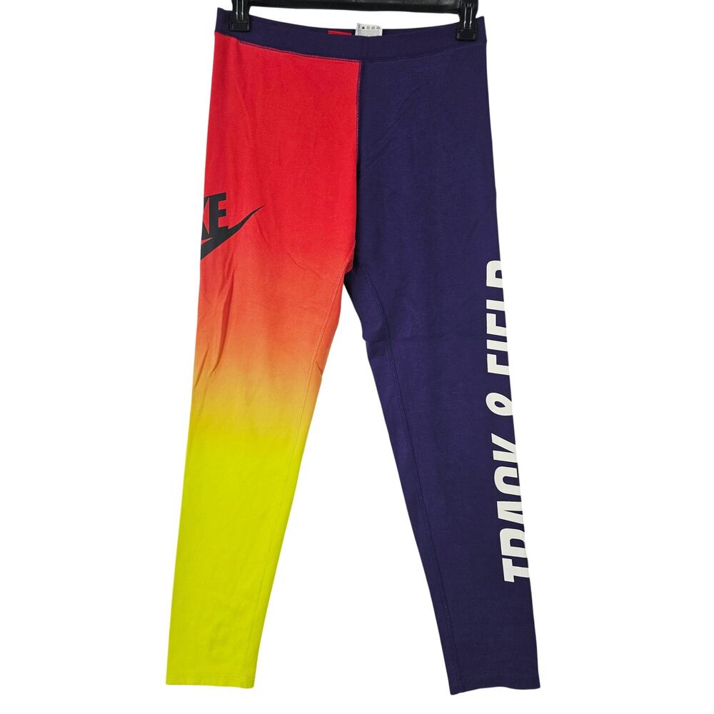 Nike Track & Field TF Graphic Leggings Purple Orange Yellow Women's M 4222